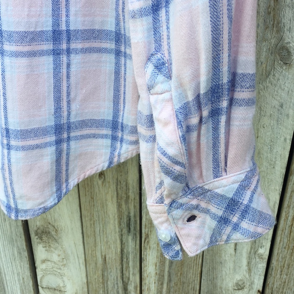 Rails Hunter Plaid Flannel Shirt Rayon Pink Blue S - Picture 13 of 16